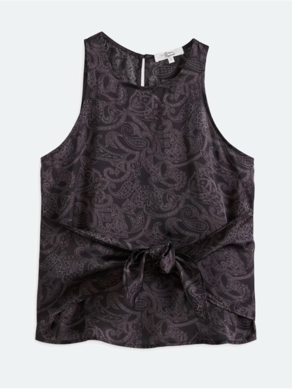 Beacon Paisley Tie-Front Shell Top - Black and Grey